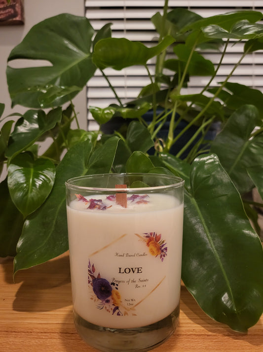 "LOVE" Scented Prayer Candle